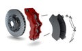 Disassembled Brake Disc with Red Calliper from a Racing Car Royalty Free Stock Photo