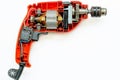 Disassembled broken electric drill