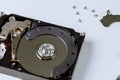 Disassembled a broken hard disk drive to repair center Royalty Free Stock Photo