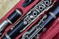 Disassembled clarinet in its case Royalty Free Stock Photo