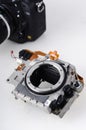 Disassembled dslr camera