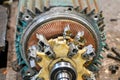 Disassembled electric motor repair in a workshop Royalty Free Stock Photo