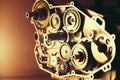 Disassembled engine of motorcycle with gears Royalty Free Stock Photo