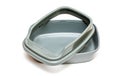 Disassembled gray toilet tray for cats on a white background Royalty Free Stock Photo