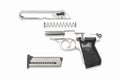 Disassembled gun on a white background Royalty Free Stock Photo