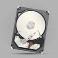 Disassembled hard drive gray background Royalty Free Stock Photo