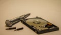 Disassembled hard drive from a laptop Royalty Free Stock Photo