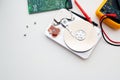 disassembled hard drive on a light background Royalty Free Stock Photo