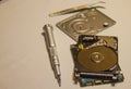 Disassembled hard drive from a laptop Royalty Free Stock Photo