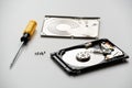 Disassembled laptop hard drive Royalty Free Stock Photo