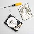 Disassembled laptop hard drive Royalty Free Stock Photo