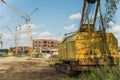 The disassembled old crawler crane Royalty Free Stock Photo