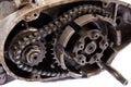 Disassembled old motorcycle engine Royalty Free Stock Photo