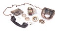 Disassembled old retro vintage rotary phone