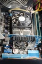 Dusty computer cooler and other details. Selective focus Royalty Free Stock Photo