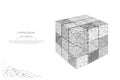 Disassembled Puzzle cube low poly gray Royalty Free Stock Photo