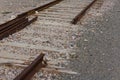 Disassembled railway in the field Royalty Free Stock Photo