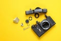 Disassembled retro camera