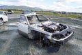 A disassembled sedan at the disassembly site. Royalty Free Stock Photo
