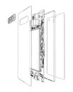 Disassembled smartphone concept outline. Vector