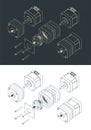 Disassembled Stepper Motor with Planetary Gearbox Drawings