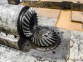 Disassembled worm gear of the reducer. Repair shop at the enterprise