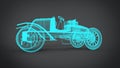 Disassembled x-ray Classic retro cars 3D rendering results from the blender application