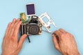Disassembling a photo camera Royalty Free Stock Photo