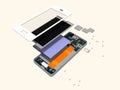 Disassembly of a modern touch phone.