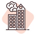 Disaster building air pollution, icon Royalty Free Stock Photo