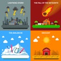 Disaster Concept 4 Flat Icons Square Banner