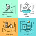 Disaster Damage Colored Icon Set