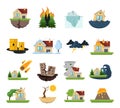 Disaster Damage Icon Set