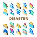 Disaster Destruction Collection Icons Set Vector Royalty Free Stock Photo