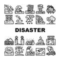 Disaster Destruction Collection Icons Set Vector Royalty Free Stock Photo