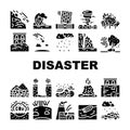 Disaster Destruction Collection Icons Set Vector Royalty Free Stock Photo