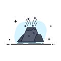 disaster, eruption, volcano, alert, safety Flat Color Icon Vector