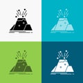 disaster, eruption, volcano, alert, safety Icon Over Various Background. glyph style design, designed for web and app. Eps 10