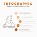 disaster, eruption, volcano, alert, safety Infographics Template for Website and Presentation. Line Gray icon with Orange