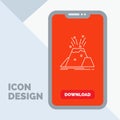 disaster, eruption, volcano, alert, safety Line Icon in Mobile for Download Page