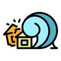 Disaster house tsunami icon color outline vector Royalty Free Stock Photo