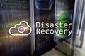 DIsaster recovery. Data loss prevention. Server room on background Royalty Free Stock Photo