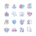 Disaster Relief - line design style icon set