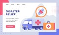 Disaster relief truck van carry medical device campaign for web website home homepage landing page template banner with
