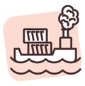 Disaster ship air pollution, icon Royalty Free Stock Photo