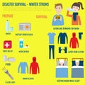 Disaster Survival - Winter stroms infographics elements.illustrator EPS10. Royalty Free Stock Photo