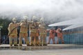 Disaster training exercise depicting gas station in Lampang, Thailand