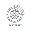 Disc brake,car service line icon, vector. Disc brake,car service outline sign, concept symbol, flat illustration Royalty Free Stock Photo