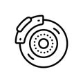 Black line icon for Disc Brake, disc and mechanical Royalty Free Stock Photo