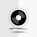 Disc, dj, phonograph, record, vinyl Glyph Icon on Transparent Background. Black Icon